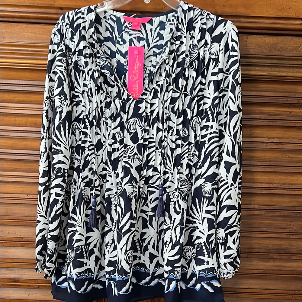 Lilly Pulitzer Marlina Long Sleeve Blue and White Tunic